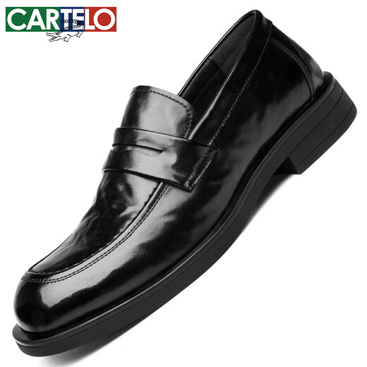CARTELO crocodile (CARTELO) first layer cowhide shoes men's shoes 2025 new loafers breathable business casual shoes men's leather shoes K054 black 42