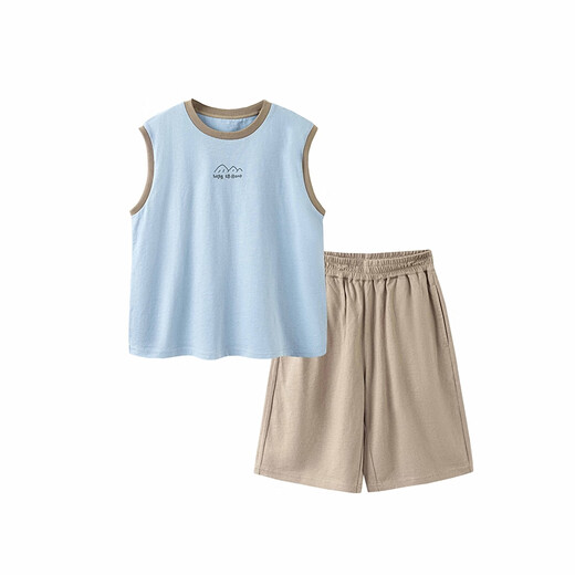 
Mini Bala boys pure cotton home clothing set summer new baby soft and thin skin-friendly pajamas