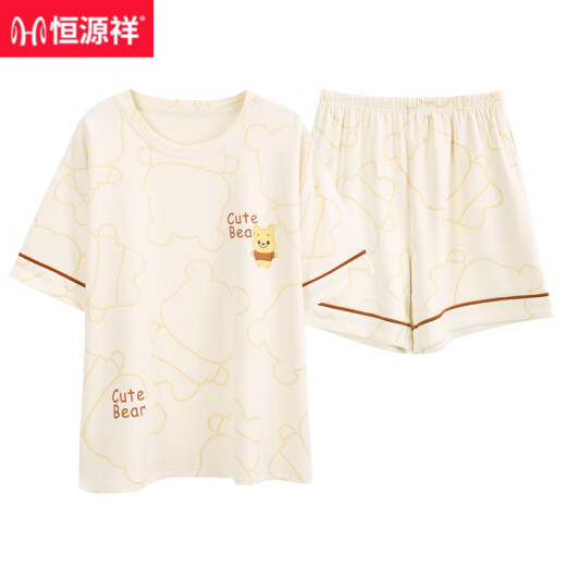 恒源祥2025年睡衣女夏季纯棉短袖短裤学生可外穿大码家居服两件套装 Y814黑条纹女纯棉 M 建议80-100斤