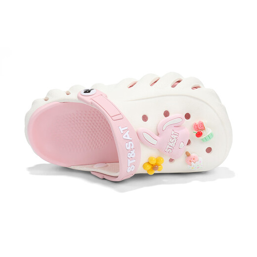 Sábado (ST/SAT) Zapatos para niños Zapatos para niños 2025 Summer New Girls Sofle Sole Slippers Boys Beach Slippers White Powder tamaño 32-33 (adecuado para la longitud del pie de 20.7 cm)