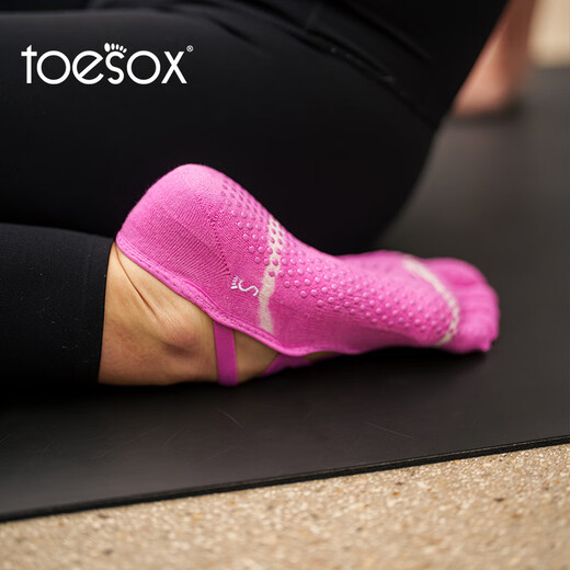 Toesox yoga socks five-toe socks Pilates dance non-slip particle elastic sports socks black S (size 34~38)
