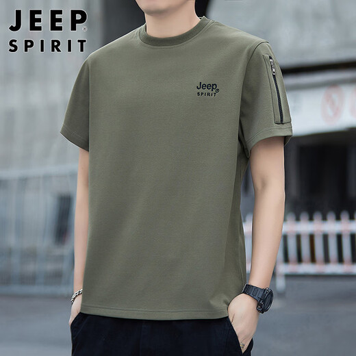 JEEP SPIRIT吉普短袖T恤男士高端半袖夏季圆领宽松打底衫潮牌上衣服