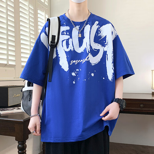 Tanz mit dem Wolf Universal Heavy Gradient Short Sleeve T-Shirt Herren Sommertrendmarke 2025 NEU NEUE HALFEVE LOSSE JUGENAGER 3523 ROTE EINZEL TOP M WIRT 90-115JIN [JIN GEWENT 0,5 kg] kann getragen werden