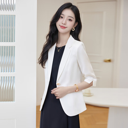 Troman early autumn white suit jacket women's thin high-end professional wear women's temperament commuting OL workplace suit