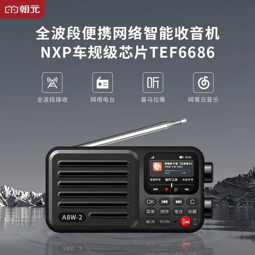Chaoyuan A8W2 generation full-band network radio 2026 new 6686 chip portable high performance high sensitivity professional high-end portable small semiconductor network radio A8W second generation titanium gray