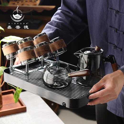 Soot meditation pot male cup high borosilicate high temperature resistant Xiangyun buckle master cup cup tea tray set with cup holder
