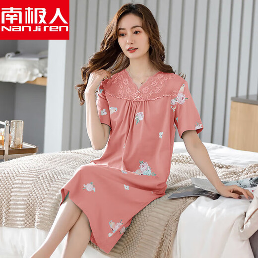 Antarctic pajamas women's summer nightgown modal cotton short-sleeved summer nightgown thin style middle-aged and young mothers' home clothes Y9906 M (80-100Jin [Jin equals 0.5 kg])