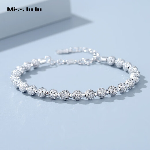 Miss JuJu pt950 platinum unicorn bead bracelet for women, new flashing platinum baby's breath bracelet, weight 12.9-13.1g
