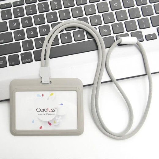 虎罗罗时尚圆绳挂绳吊牌员工牌公交卡工作牌工作证校园卡套卡带学生公交 C5白色横版+9734白色圆绳