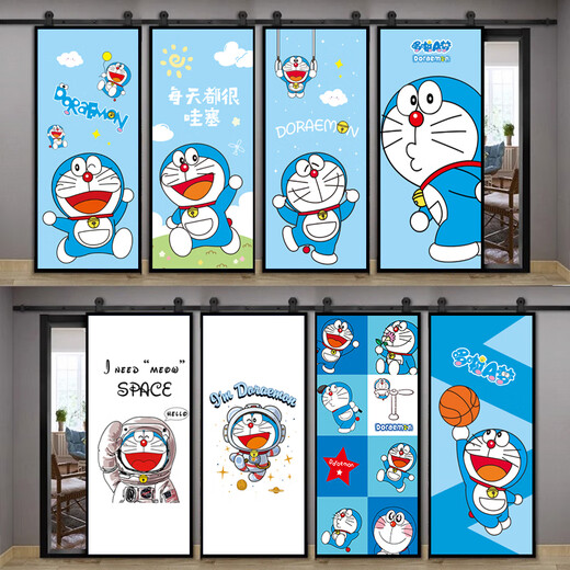 Doraemon children's bedroom door stickers whole self-adhesive cartoon decorative stickers wardrobe renovation wallpaper wallpaper MT3884 extra large