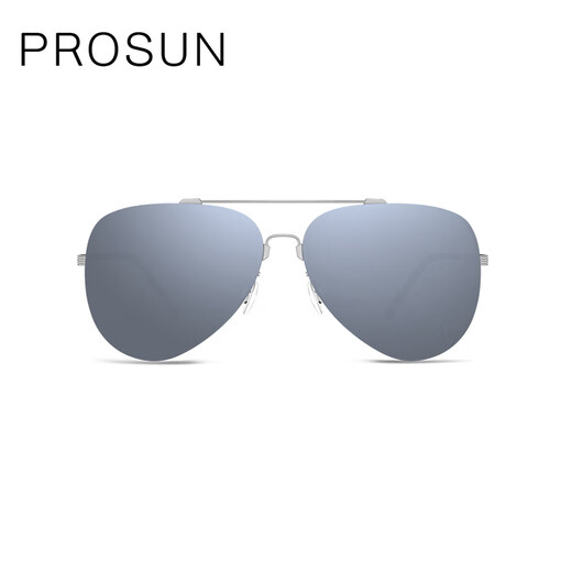 Gafas de sol de baosheng nuevos hombres y mujeres espejo sapo sapo simple espejo polarizador simple aleación de memoria PS7027-7029 PS7029C19_Titanium Black_lens Gray__Fit para la cara