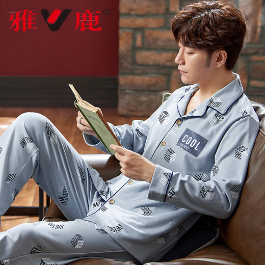 Pajamas Yalu Pyjamas Men à manche à manches longues Pure Cotton Spring and Summer Men de monnaie et de vêtements pour la maison d'été d'âge moyen 5xl 844 L