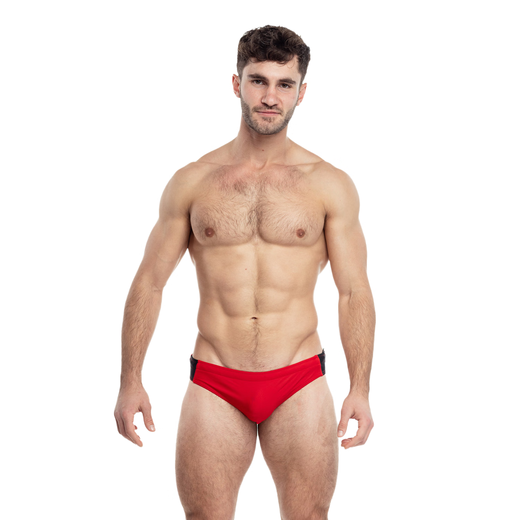 TADDLEE Badeanzug Herren Schnelltrocknende Anti-Peinlichkeits-Dreieck-Doppelschicht-Badehose mit heißen Quellen am Meer, professionelle wasserdichte Herren-Badehose mit niedriger Taille, Rot, M