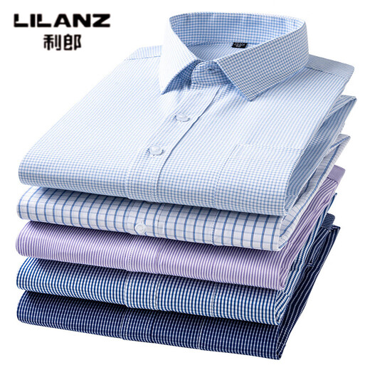 Lilang Spring and Autumn New Business No-Iron Long Sleeve Shirt Men's Multi-Color Striped Breathable Trendy Brand Daddy Clothing High-end Top Straight Tube 6621 Straight Tube 45