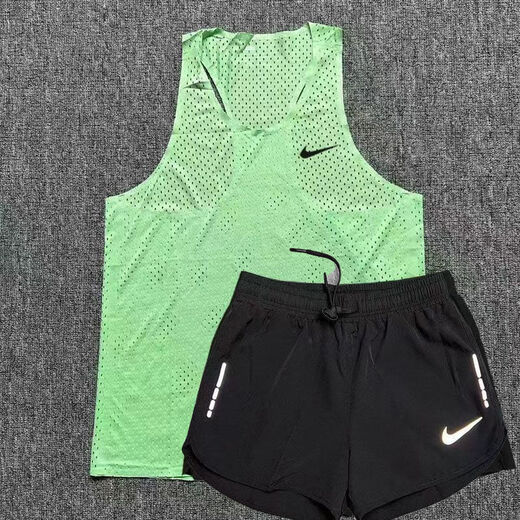 NBA KIDS-NIKE体育训练套装男女马拉松跑步无袖健身背心运动田径速干短裤 耐克大网眼白色背心+三分裤打钩 耐克L