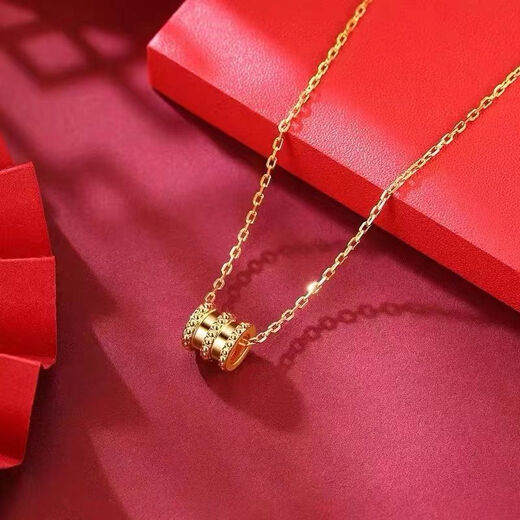 Wanmu Gold Small Waist 9999 Gold Necklace Pendant Transfer Simple Plain Gold Gold-plated Clavicle Chain Valentine's Day Gift to Girlfriend Small Waist Pendant + 18K Gold Necklace 2.58g