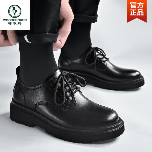Woodpecker Men's Chaussures 2024 Nouveau automne British Style Black Casual Le cuir Chaussures pour hommes Business Formal Us