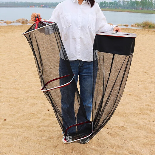 OIMG fish protection net bag thickened rubberized anti-hanging quick-drying stainless steel portable fish protection net square mouth black pit fish fishing net bag 23cm 2m with bag
