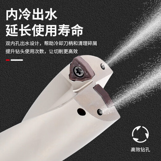 迈坤u钻暴力钻刀杆数控车床用喷水深孔快速钻头wcsp刀片平底油钻刀柄 2D40柄5155
