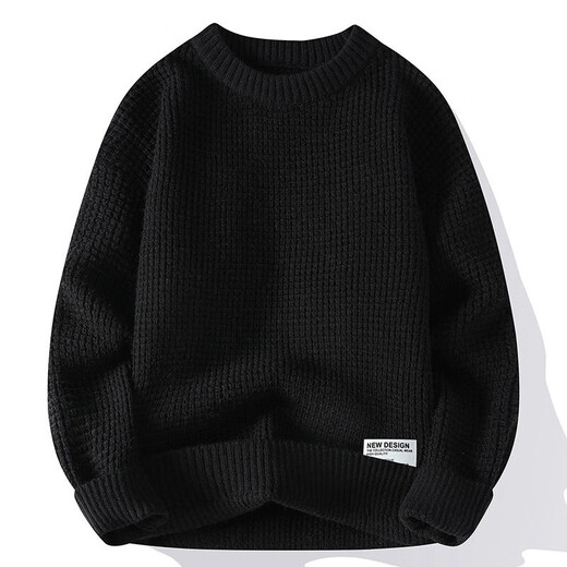 NJSKAKW Runder Nackenpullover Pullover Herren Winter Trendy Teenager Lose Farbe blockieren Langarm Basis Strickpullover Herbst Kleidung 2023 Neuer Kaffee M.