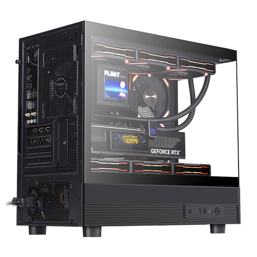 SAMA Xiaojinghong black MATX sea view gaming computer case 270 panoramic/double-sided glass/support 360 water cooling/9 fan positions/410mm long graphics card/U2+U3