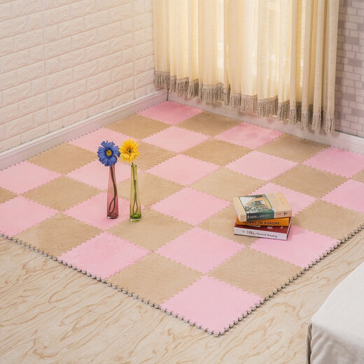 Zhengba splicing carpet suede foam puzzle carpet non-slip thickened living room foyer children's bedroom bedside splicing carpet tatami pink