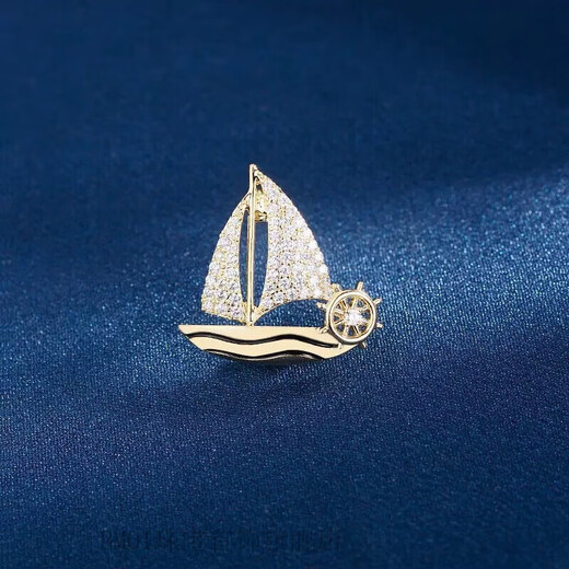 BMOI Old Phoenix 999 Sterling Silver Versatile Temperament Sailing Brooch Design Smooth Sailing Suit Pin Sailing-Gold