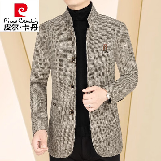 Veste en laine haut de gamme Pierre Cardin haut de gamme pour hommes Business d'âge moyen et décontracté 2024 Veste en laine de printemps et automne pour hommes Suit papa Gris foncé 170 / m