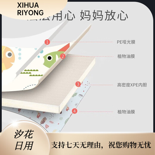 贝肽斯爬行垫家用爬爬垫婴儿双面加厚宝宝爬行地垫爬爬垫XPE材质 熊猫一体款120*180*2cm 常规