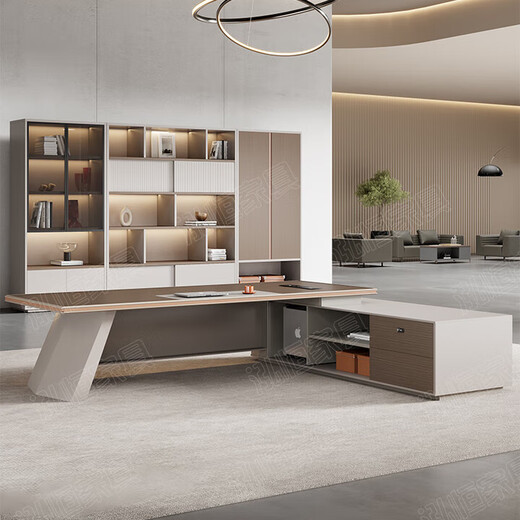 Boss desk and chair combination simple modern executive desk manager office president chairman desk 1.8 meters aluminum alloy edged president desk