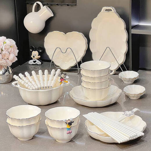 Haushalt Umzug in eine neue Home Gift Bowl Set Haushalte leichte Luxusgeschirrschale Schüssel Schüssel Schüssel Stäbchen Reis Schüssel Suppe Schüssel Kombination Unterglasur Farbe Gold Zeichnung 1 Person Lebensmittel gewöhnliche Verpackung 1396 0