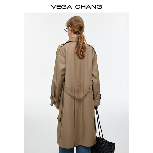VEGA CHANG relaxed windbreaker, delicate sheep wool 25 autumn style, hidden meat, slimming and long coat, warm camel brown M