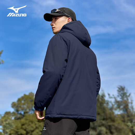 Mizuno уличная хлопковая одежда мужские осенне-зимние куртки с капюшоном ветрозащитная теплая и универсальная одежда для альпинизма темно-синего цвета XL