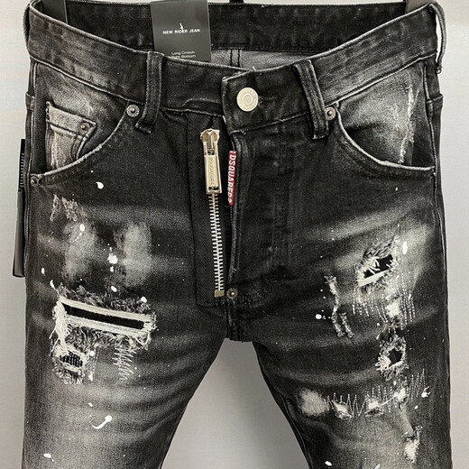 Zhewei 9856 type 2023D2 ripped fashion men's jeans trousers quadratic personality small straight feet trendy jeans 9856 picture color 44