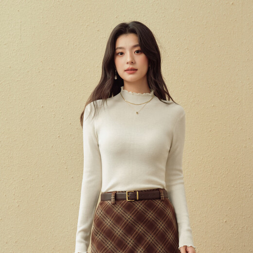 
Shifanli ('SEIFINI) [Basement of King of Lily of the Valley] Shifanli Wood Ears Half-Turnneck Sweater 25 Autumn New Thin Sweater Women Beautiful S