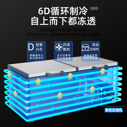 荣事达（Royalstar）冰柜商用大容量全冷冻卧式冰柜家用冷藏冷冻两用冷柜双温商用大冰柜冷冻柜展示柜 718单温铜管 【一级能效 数显温控】