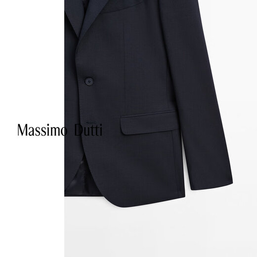 Massimo Dutti autumn new product 2025 men's smart commuter style gentleman wool blended suit jacket 03502502 Navy blue 46 (175/92A) size is small