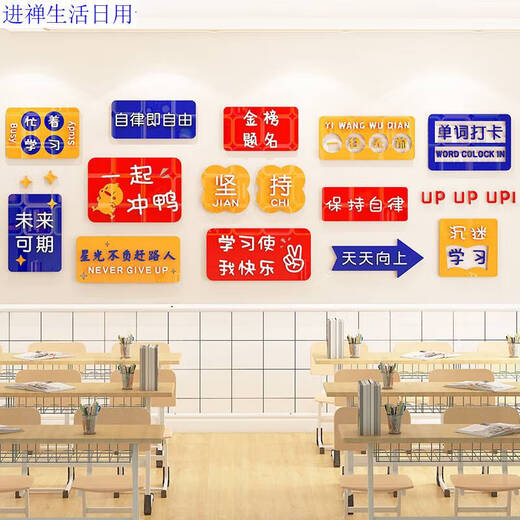 Aufnahmeprüfung des Yonghuan College -Aufnahmeprüfung Inspirierender Slogan -Studenten Schlafsaal Wandaufkleber Junior High School Klassenzimmer Dekoration Klasse Kulturwand Baudekoration 3895 klein