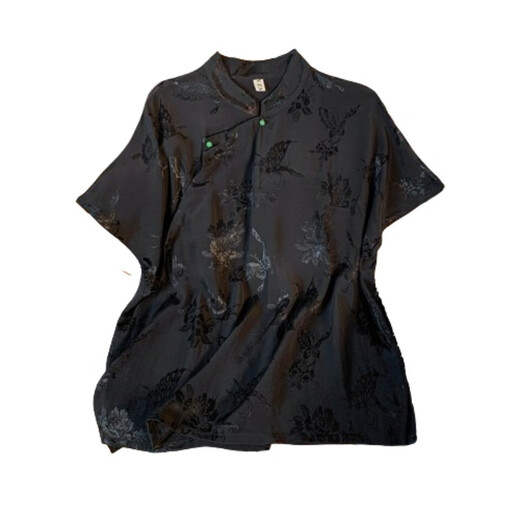 Jiandang grande taille Vêtements féminins Fat MM Nouveau Satin Satin Jacquard Nouvelle perle de style chinois tombant des vêtements de thé top 6630 m blanc M [110-125jin [Jin est égal à 0,5 kg]]]