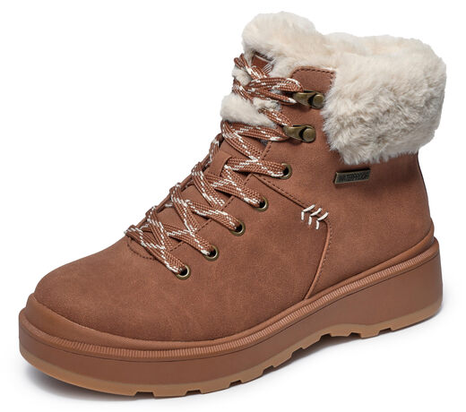 Skechers Botas Cortas Impermeables de Invierno para Mujer Botas de Senderismo cálidas de Felpa Botas de Tobillo cómodas con Punta Redonda Granate 6.5