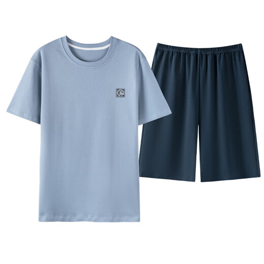夏季男士帅气外穿舒爽透气睡衣青少年学生圆领套头短袖短裤家居服 Y-6627 3XL