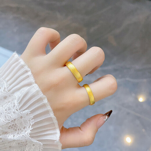 China Gold (CHINA GOLD) gold pair rings, ancient gold smooth ripple rings, couple rings, engagement, wedding, girlfriend's birthday gift, one pair, about 11.57g