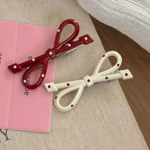 Polka-dot bow oval hairpin forehead side bangs clip broken hair duckbill children's hairpin hair accessories headdress 2 pieces, all styles are random