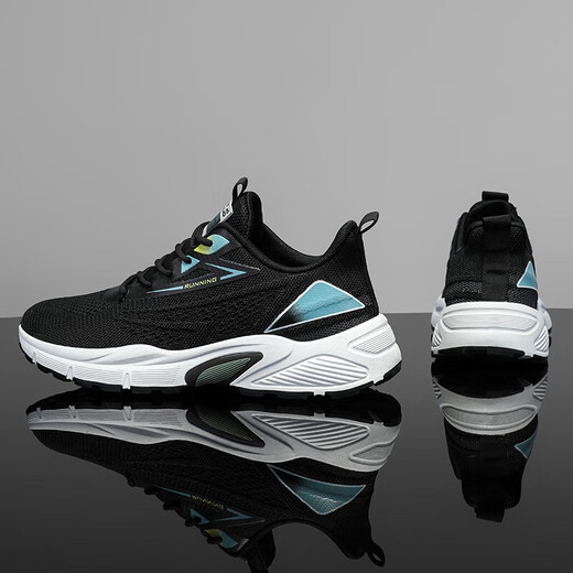 All-match breathable casual shoes for men's lightweight soft sole sneakers soft sole wear-resistant men's shoes for summer commuting outdoor trendy shoes JX-YC-683 black 42