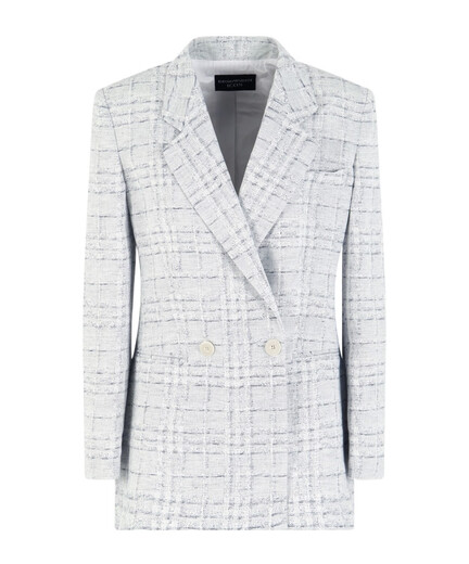 Emporio Armani 25SS Checked Muster Leinenmischung Doppelbrustanzug Frauen Farbe EW000982Te13533 20 EU-48
