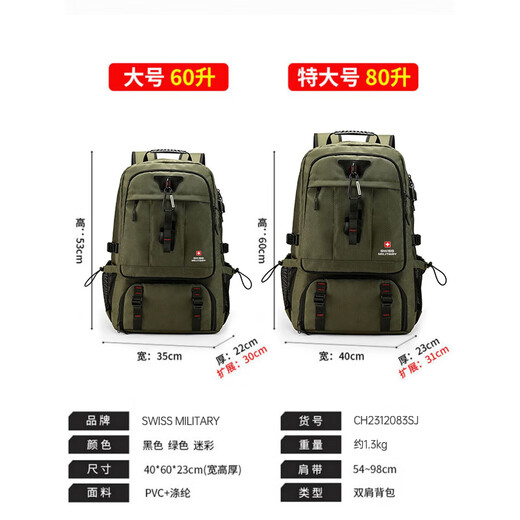 SWISSMILITARY Swiss Army Knife Backpack Men's Large Capacity Travel Bag Sports Backpack Travel Business Travel Outdoor Mountaineering School Bag