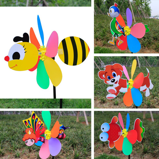 
Outdoor toys children's sunflower sequin windmill cartoon windmill sun sunflower colorful plastic windmill children's animal windmill (about 48cm long) 1 random