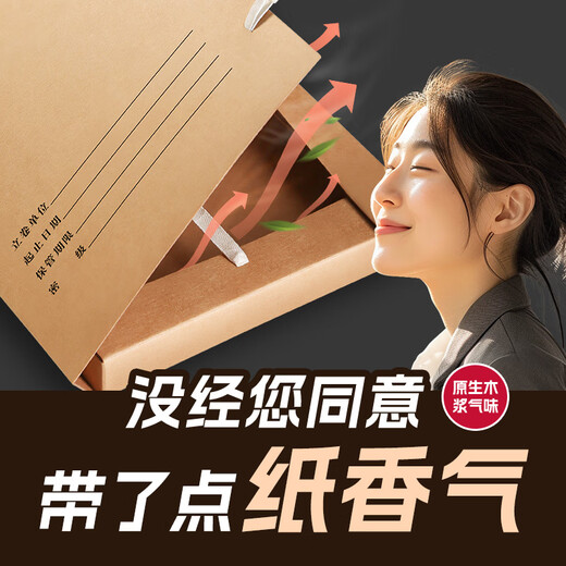 三益档案 新科技档案盒牛皮纸加厚进口深色牛卡纸收纳盒可定制 2cm*680g*10个装 7522