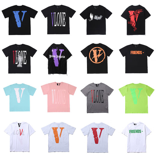 VLONEIVLONE FRIENDS陈冠希同款中国龙烟雾LOVE闪电黑橙大V短袖男女t恤 玫红色 白色6218# S