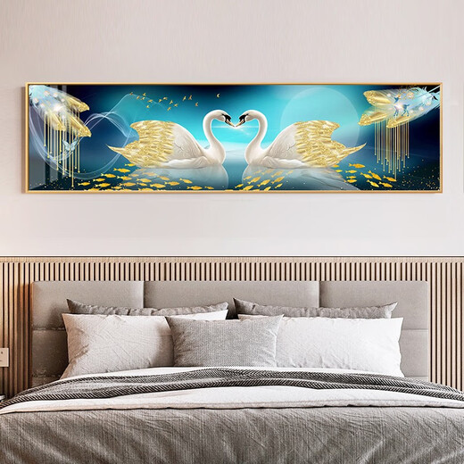 Mei'an Home Chambre de chambre à coucher Décoration peinture de luxe Luxury Chambre maître maître peinture fond de fond mur mural Swan 2024 Nouveau style WS1047 Mutual Support 30 * 120cm1.2 mètres Le lit peut être une taille d'image personnalisée